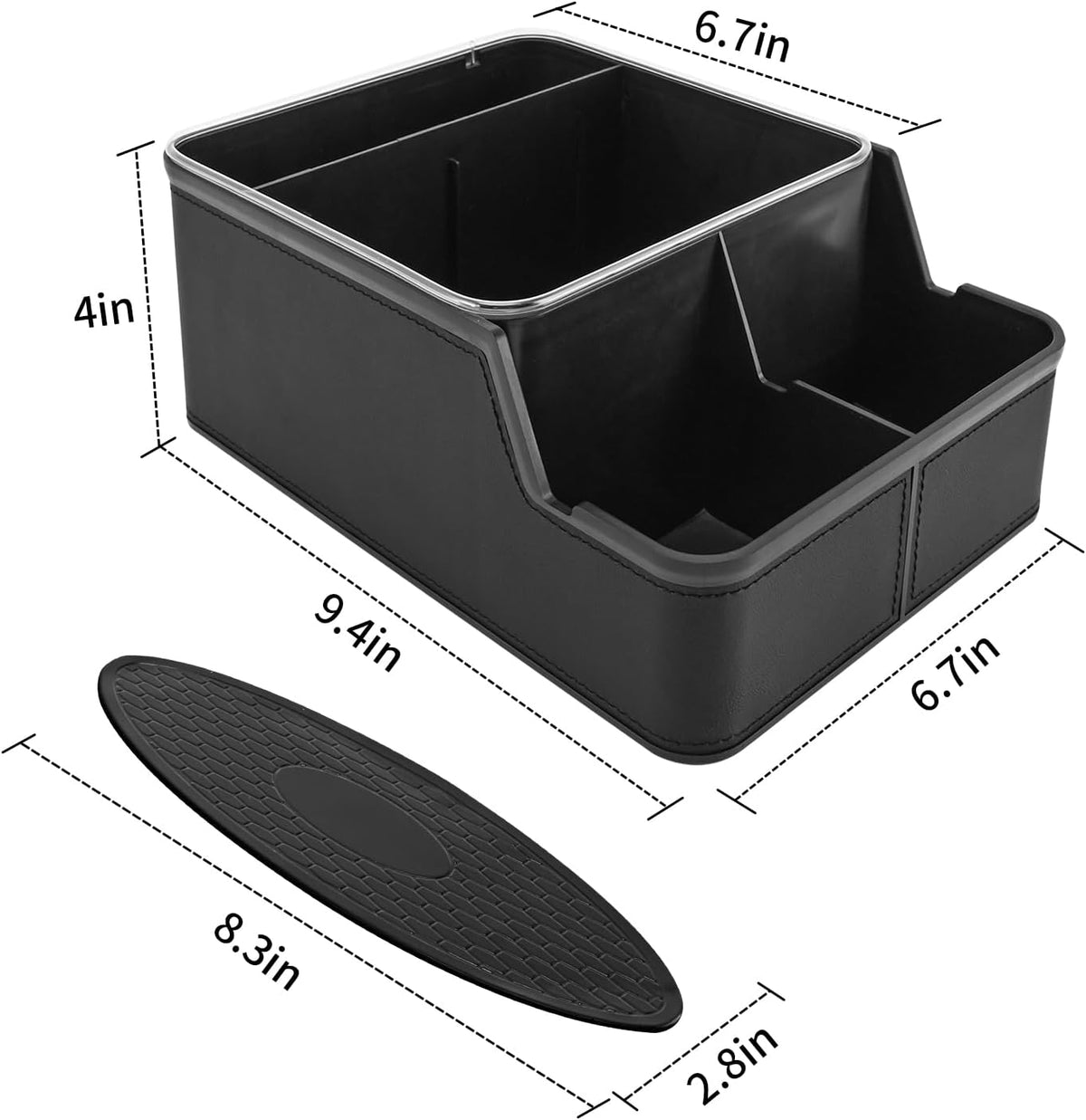 Car Storage Organizer Between Seats,Center Console Armrest Storage Box Back Seat Organizer with Small Compartment Car Interior Storage Box,Cup Holder Tray with Non-slip Mat(Black)