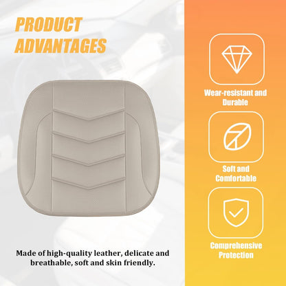 HZEL Car Front Bottom Seat Cover, Breathable Leather Full Wrapped Non-Slip Bottom Driver Seat Cushion with Storage Pocket, Comfortable Auto Interior Chair Protection Cover, Universal Fit (Coffee)