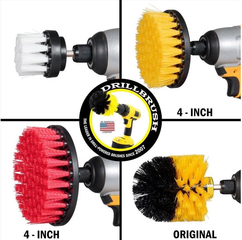 Interior Car Detailing Drill Brush Set - Soft Bristle Power Scrubber Attachments for Cleaning Car, Truck, Upholstery, Carpet, Leather, Seats, Wheels, Rims, Dash, Console, & Trim - Nylon Auto Scrubber