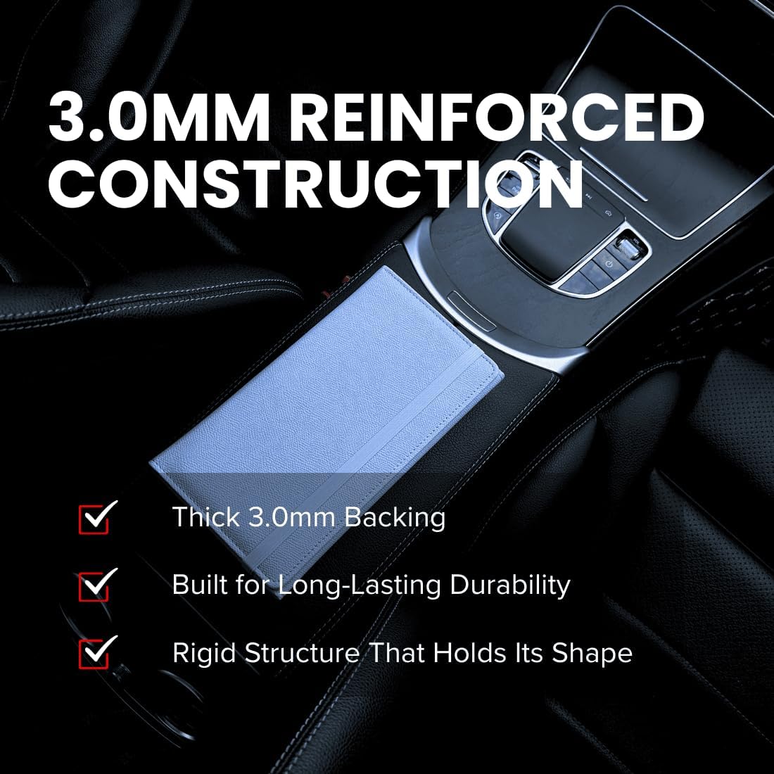 LINTRU Car Registration and Insurance Holder Trifold, Oversized Fit with Reinforced Construction, Matte PU Leather Vehicle Glove Box Organizer for Documents, Car Accessories for Men and Women