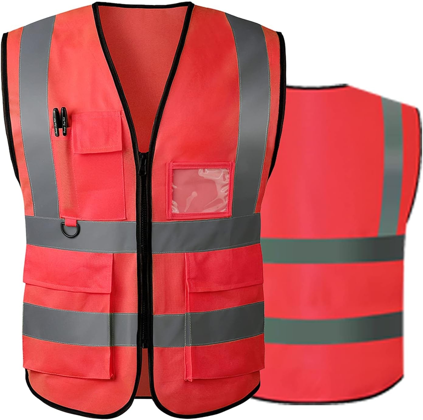 Reflective Safety Vest for Women Men High Visibility Security With Pocket Zipper Front Meet ANSI/ISEA Standard