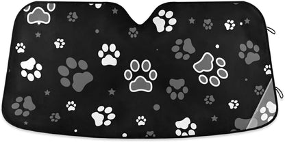 Black Leopard Car Windshield Sun Shade Animal Skin Print Foldable UV Ray Sun Visor Protector Sunshade to Keep Your Vehicle Cool (51" x 27.6")
