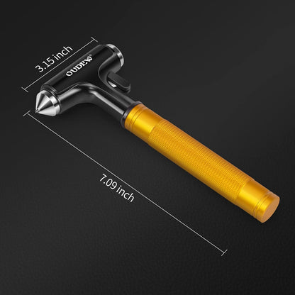 Car Safety Hammer, Car Glass Breaker with Seat Belt Cutter, Automotive Escape Tool with Lighting Function, Metal Window Breaker, Emergecy Safety Hammer for Auto Accidents (Black)
