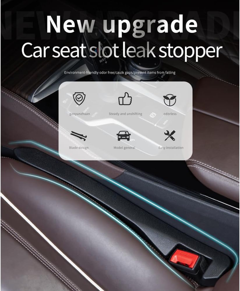 IHOTDER 2PCS Car Seat Gap Filler - Car Seat Gap Filler Organizer for Holding Phone,Key,Purse - Universal Car Gap Filler Fits Car Truck SUV Car Interior Accessories (Black/2PCS)…