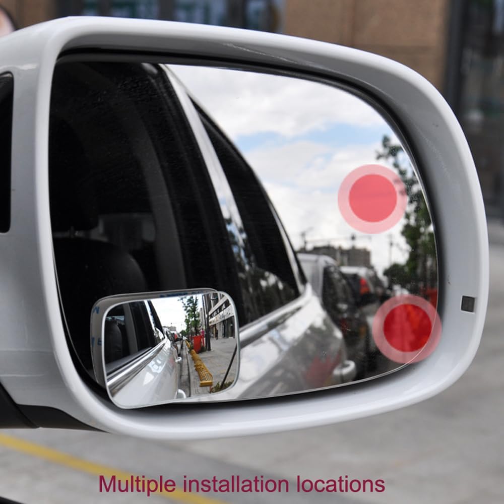 360-Degree Adjustable Frameless Blind Spot Mirror, HD Glass Convex Lens Reversing Auxiliary Mirror 2pcs (Rectangle)