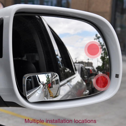 360-Degree Adjustable Frameless Blind Spot Mirror, HD Glass Convex Lens Reversing Auxiliary Mirror 2pcs (Rectangle)