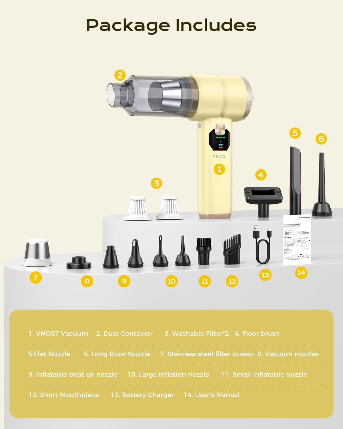 Portable Cordless Car Vacuum, 4-in-1 Handheld Cordless Vacuum with 30,000Pa Suction, 130,000 RPM, 6,800mAh Battery, 10 Nozzles, Rubber Paint Material for Car, Home,Birthday Gifts for Men Dad Husband