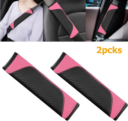 Osilly 2PCS Car Seat Belt Cover, Carbon Fiber Seatbelt Shoulder Protection, Soft Car Seat Belt Strap Cushion Protect Your Neck and Shoulder, Car Accessories Seat Belt Pad for Car Truck (Red)