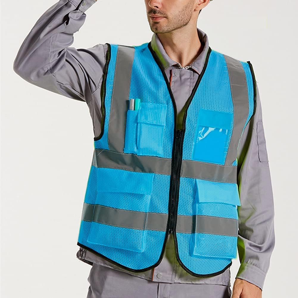 XIAKE Reflective Safety Vest for Men & Women High Visibility Class 2 Vest with Pockets Meets ANSI Standards