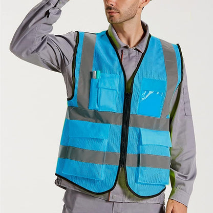 XIAKE Reflective Safety Vest for Men & Women High Visibility Class 2 Vest with Pockets Meets ANSI Standards