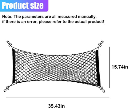 ZIMISI Car Cargo Net, Elastic Stretchable Car Trunk Cargo Storage Net with Hooks, Double-Layer Nylon Truck Organizer Mesh, Vehicle Interior Accessories for Most SUVs, Trucks (35.4x15.7 inch/90×40 cm)