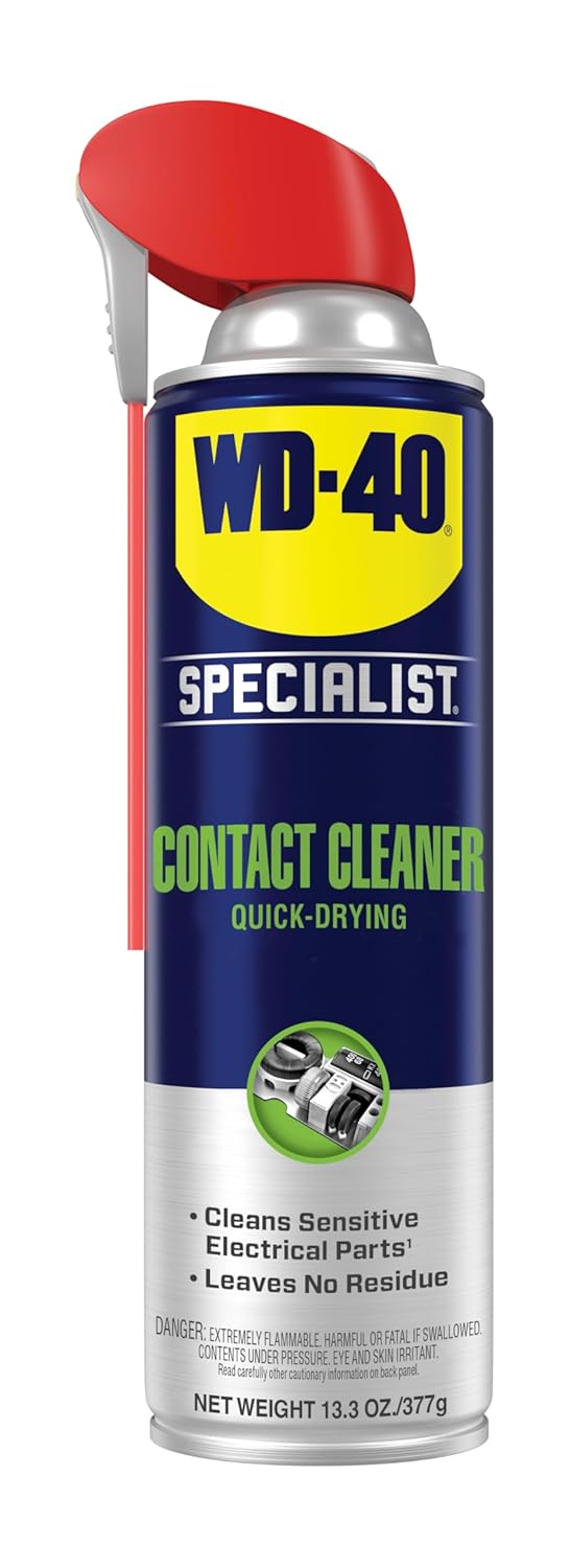 WD-40 Specialist® Contact Cleaner for Metal, Plastic, Rubber, Electrical Contacts, Battery Terminals, Switches, Fast-Drying Cleaner for Terminals & Motors, Auto, Bigger Can, 13.3 OZ [6-Pack]