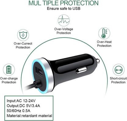 USB C Car Charger, 3.4A Fast Charging Car Charger for Samsung Galaxy S26 S25 Ultra S24 FE S23 S22 S21 S20 S10E S9 S8 Note 20 10 A16 A15 A14 A56 A36 A26 A50 A20 A51 A71 A21 A10E, with 3ft Type C Cable