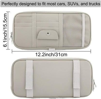 Car Sun Visor Organizer, Auto Interior Accessories Pocket Organizer - Car Truck SUV Storage Pouch Holder, with Multi-Pocket Net Zipper (Black)