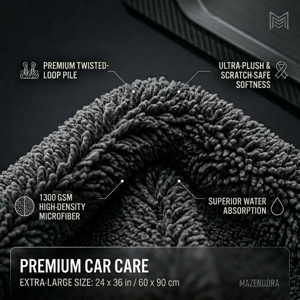 Twisted Microfiber Towel, Premium Microfiber Towels for Cars, Car Drying Towel, Ultra Absorbent Quick Dry Towel, Drying Cloths Auto Detailing for Streak Free Auto Finish