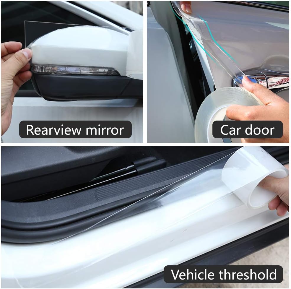 MYFAMIREA Anti-Scratch Anti-Collision Adhesive Strip Car Door Edge Guard Protector Strip Car Door Scuff Plate Protectors Transparent Invisible Tape for Rear Bumper/Door(33Ft x 2In)