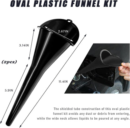 DXNQ Oil Funnel, Automotive Multi-Function Plastic Fuel Funnel with Long Neck, Universal Engine Oil Funnel for Filling Oils Gas Lubricants and Fluids, Car Accessories (Black)