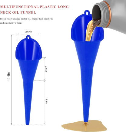 Oil Funnel, Multi-Purpose Plastic Long Neck Oil Funnel, Automotive Use Funnels for Filling Oils Lubricants Water Diesel, Kitchen Funnels for Filling Bottles Jars (Black)