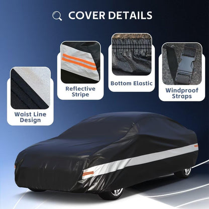 10 Layers Car Cover Custom Fit for Mercedes Benz C Class C250 C300 C43 C63 (1993-2026), Waterproof All Weather for Automobiles, Outdoor Full Cover Sun Dust Rain Protection with Cotton. Black - Colors A