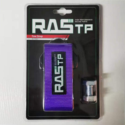 RASTP High Strength Racing Tow Strap, Tow Hook Fit for Front or Rear Front Bumper Decorative Trailer Belt (Black)