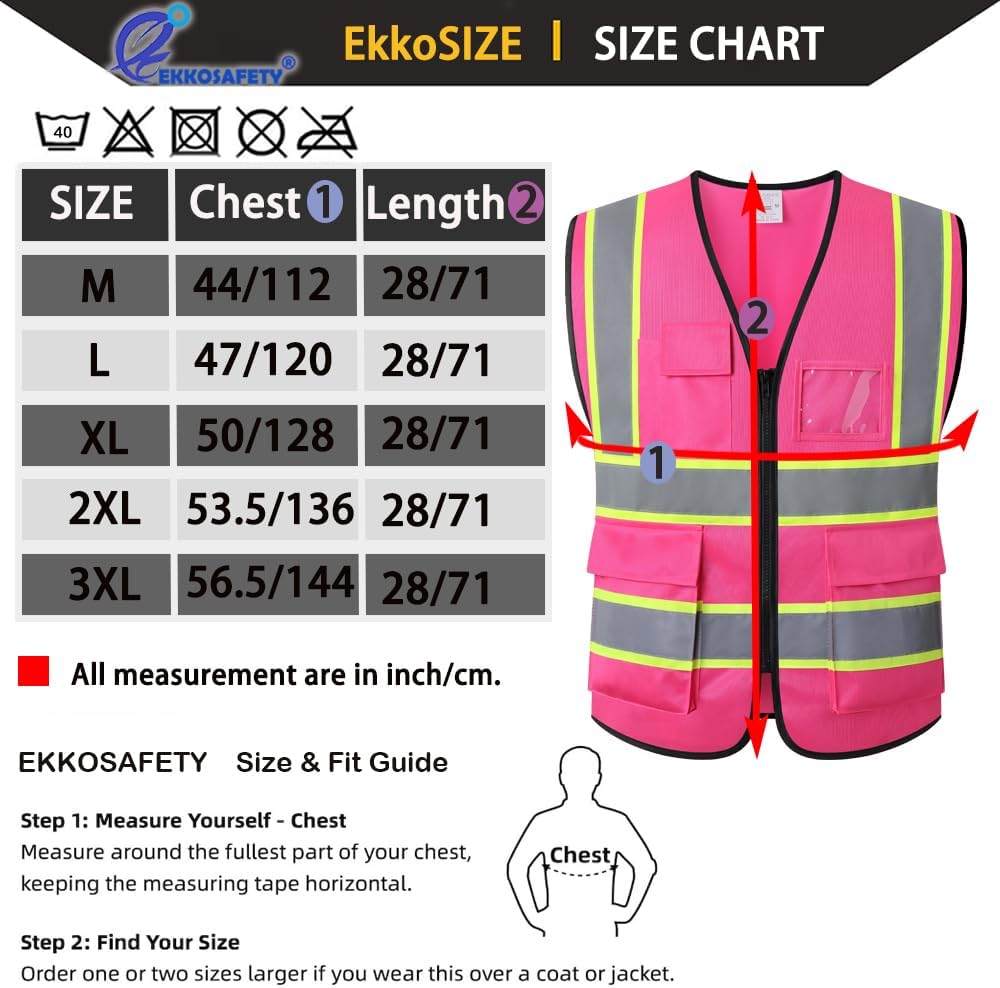 Reflective Mesh Safety Vest for Men Women with 5 Pockets and Zipper Front High Visibility Mesh Vest Hi Vis Construction Work Vest,Meets ANSI/ISEA Standards(EK175-Yellow-L)