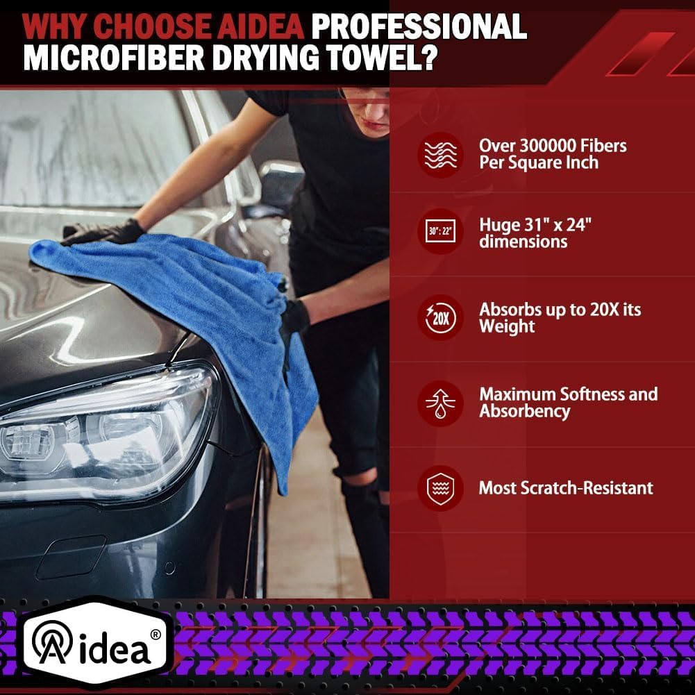 AIDEA Microfiber Cleaning Cloth 24 Pack, Microfiber Towels for Cars, Soft & Absorbent Cleaning Rags, Premium Lint Free Shop Towels for House, Kitchen, Car, 12inx16in