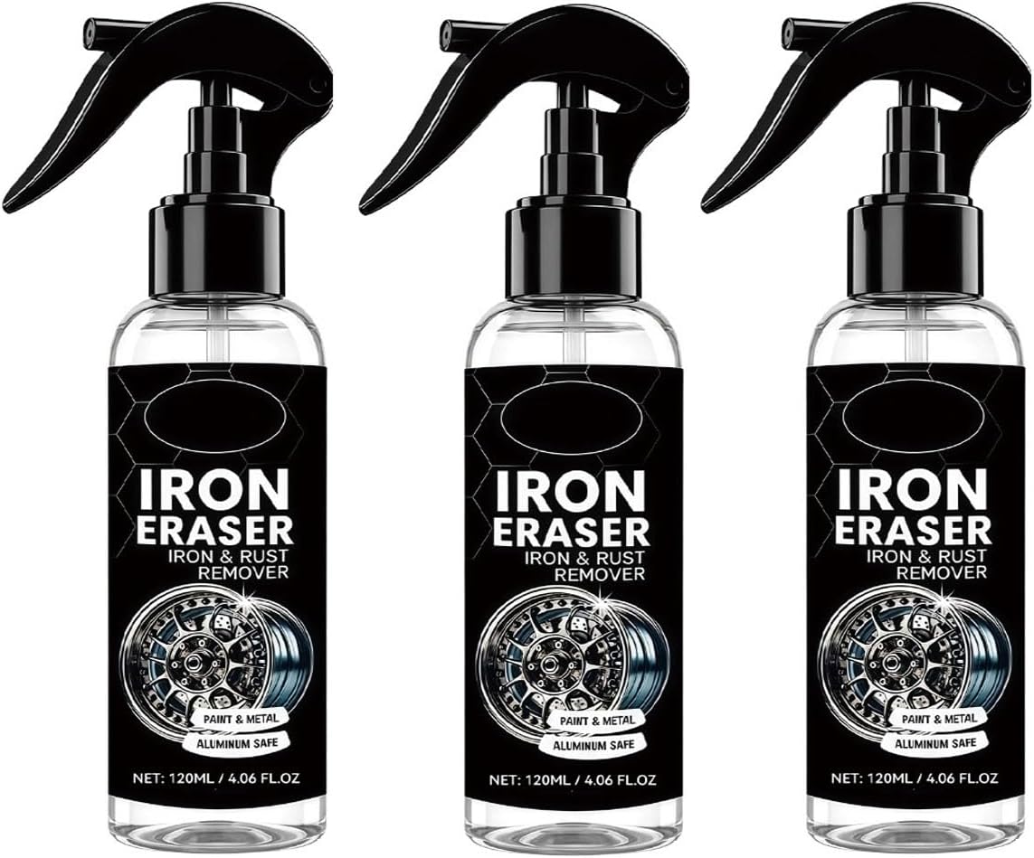 120ML Iron Eraser Rust Remover Spray, Iron Eraser Iron and Rust Remover for Car Wheels and Paint, Fast Acting Rust and Brake Dust Remover, Professional Automotive Surface Cleaning(2PCS)