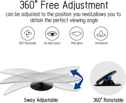 2 pcs Blind Spot Mirrors, 2" Round HD Glass Convex 360° Wide Angle Side Rear View Mirror with ABS Housing for Cars SUV and Trucks, Black, Pack of 2