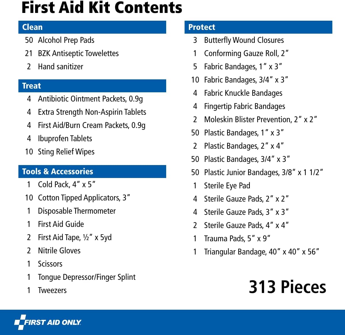 First Aid Only 298 Piece All-Purpose Emergency First Aid Kit for Home, Office, Car, Apartment, Dorm, and Camping, Travel-Friendly Compact Pouch Fits in Backpacks, Suitcases, Cabinets, and Drawers