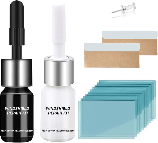 Windshield Repair Kit for Chips and Cracks – Windshield Chip Repair Kit & Windshield Crack Repair Kit – 2 Bottles Glass Repair Liquid for Cracks – DIY Long-Lasting with Invisible Repairs