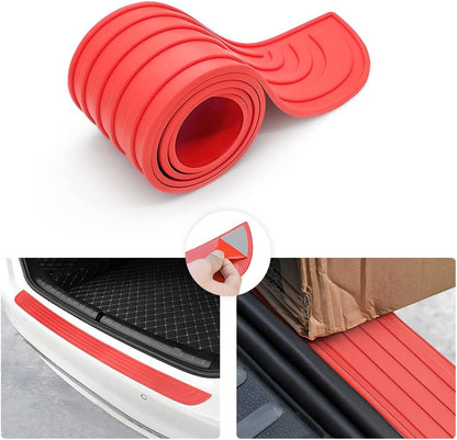 Car Rear Bumper Protector Guard, Anti-Scratch Abrasion Rubber Trunk Door Entry Sill Guard, Non-Slip Vehicle Trim Cover Protection Strip, Car Accessories for Most Cars and SUV (Black/Red/35.4" x2.7)