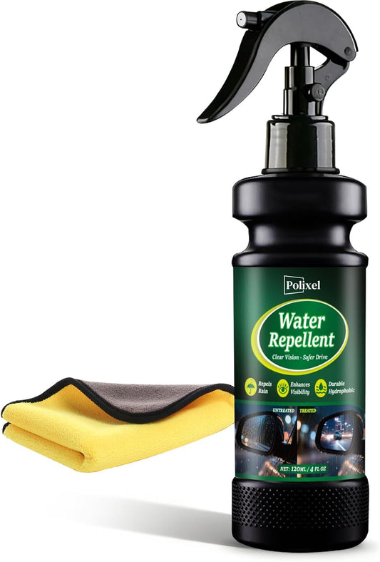 Water Repellent Spray for Car Windshield & Glass - Long Lasting Rain Repellent & Hydrophobic Coating for Windshield, Glass, Windows, Mirrors Prevents Streaks, Spots & Buildup - 4OZ/120ML