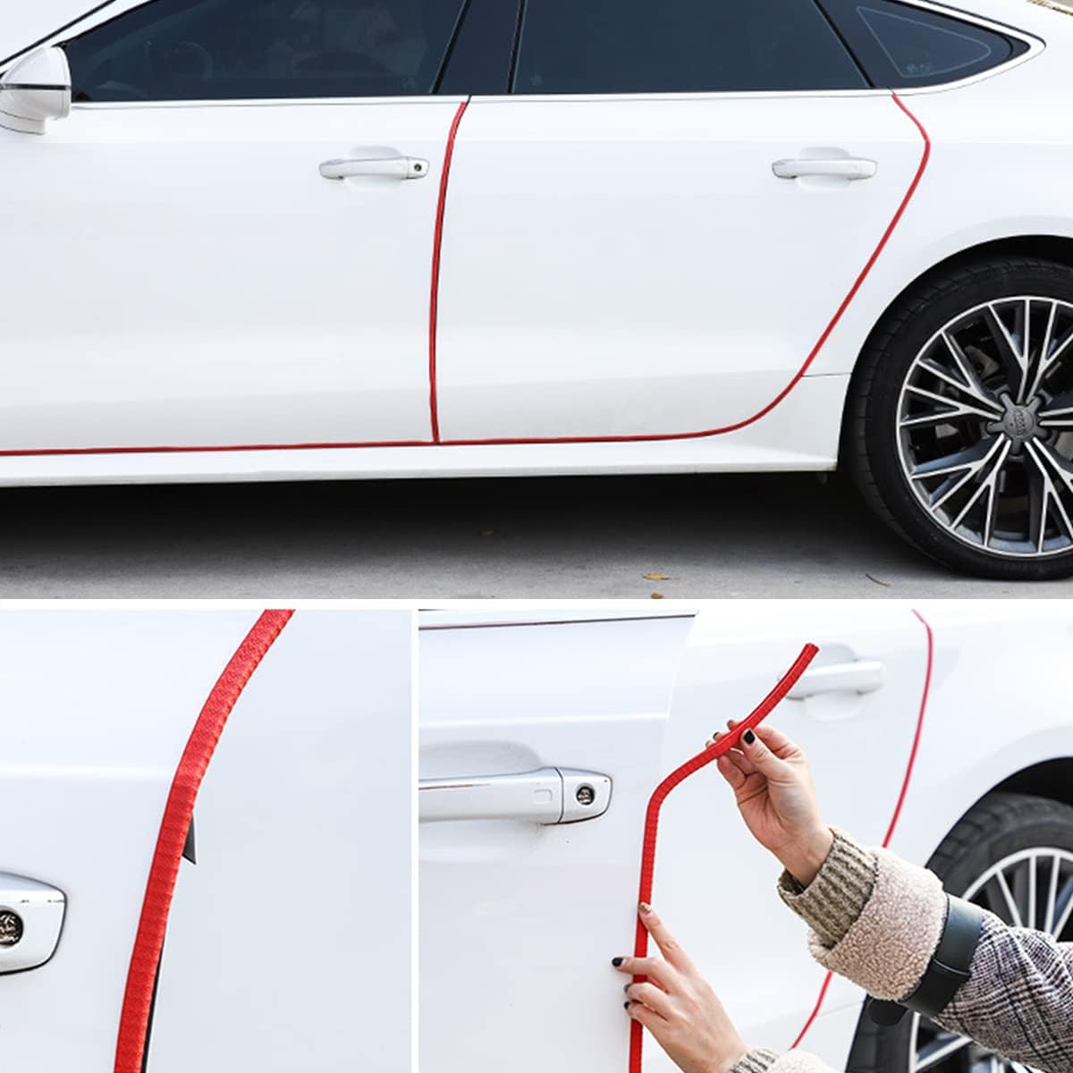 XINLIYA Car Door Edge Guards, 16Ft Universal Rubber Seal Protector U Shape Edge Trim Car Door Edge Protection for Most Car, Aluminum Boat Edge Guards (Red)
