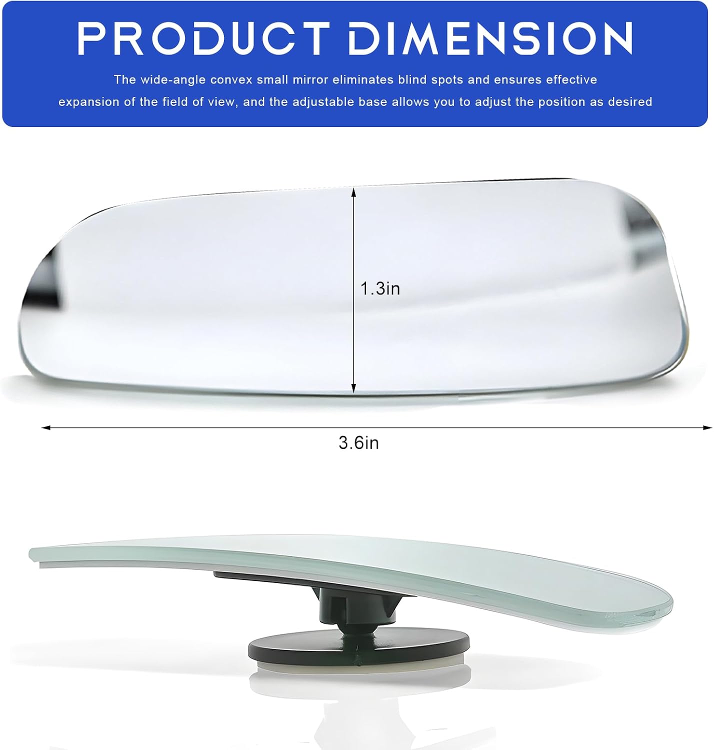 2 PCS Blind Spot Mirror, Adjustable Wide Angle Convex Side Rearview Mirrors, Long Framed Rectangular HD Glass Rear View Mirror for Sedans SUVs Trucks, Car Accessories (Framed Medium)