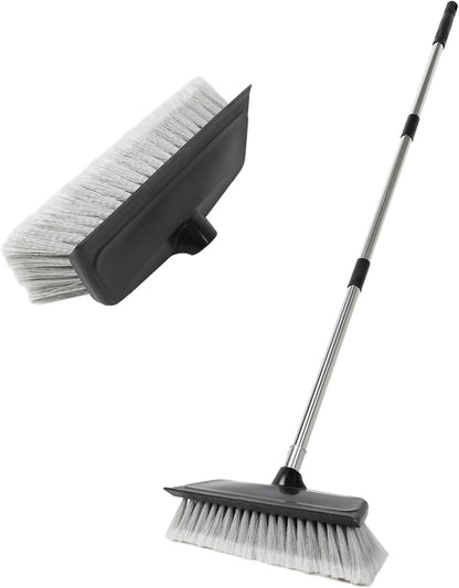52" Car Wash Brush with Long Handle | Built-in Rubber Squeegee & Rubber Bumper | Lightweight extendable Handle | Soft Bristle Brush for Car, RV, Boat, Solar Panel, Deck Washing