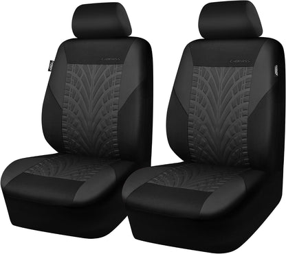 CAR PASS Car Seat Covers Full Sets, Front & Split Rear Bench for Car, 3D Tyre Embossed Automotive Interior Covers, Airbag Compatible, Quick Setup Universal Fit Seat Covers for Car, SUV(Charcoal)