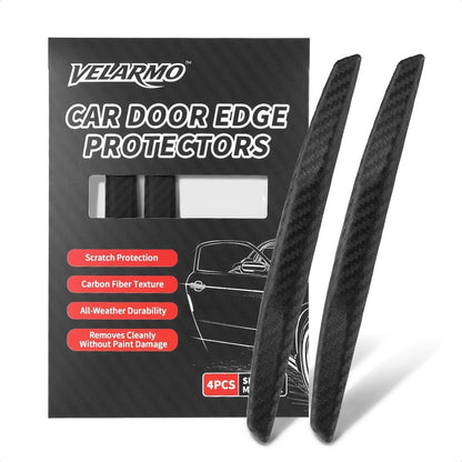 4PCS Car Door Edge Guards Universal 3D Carbon Fiber Texture Anti-Collision Scratch Protector Strips Flexible Silicone Trim with Nano Adhesive for Sedan SUV Truck Black