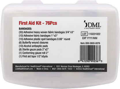 DMI First Aid Kit, Mini 20 Piece Kit, Small and Compact All Purpose Use for Minor Cuts and Scrapes, Durable Water Resistant Case, Convenient and Portable, White, 1 Count