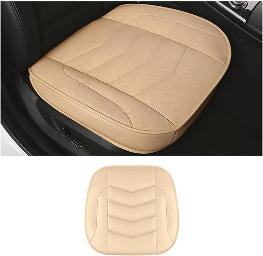 HZEL Car Front Bottom Seat Cover, Breathable Leather Full Wrapped Non-Slip Bottom Driver Seat Cushion with Storage Pocket, Comfortable Auto Interior Chair Protection Cover, Universal Fit (Coffee)