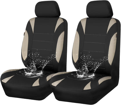 CAR PASS Waterproof Car Seat Covers Front Seats Only with 5mm Composite EVA, Neoprene Car Seat Cover with Separate Headrest Cover, Quick Setup Universal Fit for Car SUV Trucks,Airbag Compatible（Gray