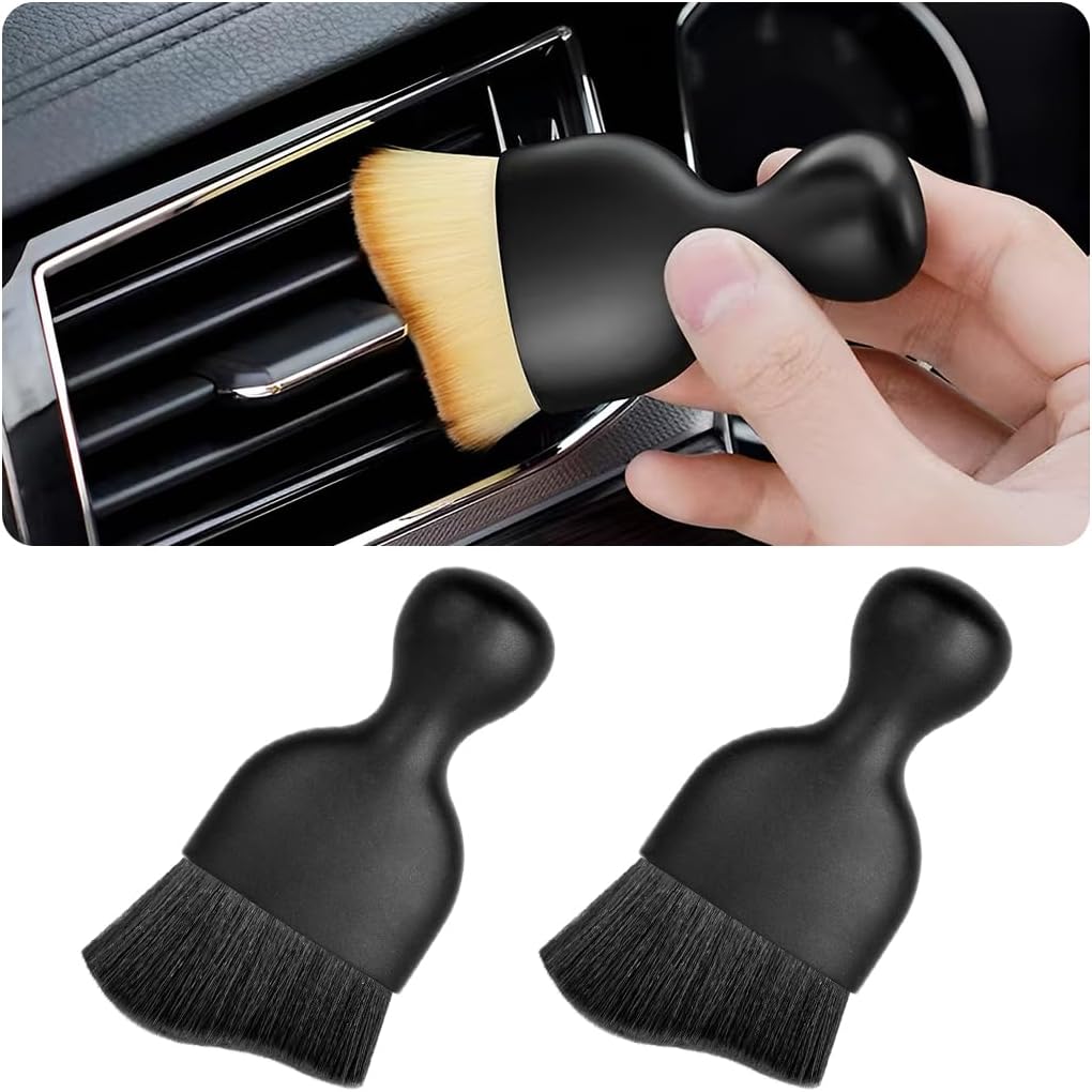 Blilo Car Interior Detailing Brush, Auto Soft Hair Cleaning Brushes, Curved Dirt Dust Collectors, Removal Tool for Dashboard Air Conditioner Vents Leather, Scratch Free (Black/1PCS)