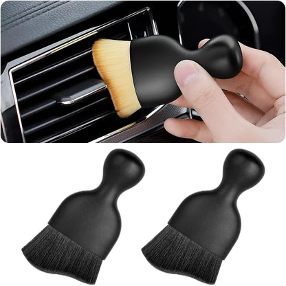 Blilo Car Interior Detailing Brush, Auto Soft Hair Cleaning Brushes, Curved Dirt Dust Collectors, Removal Tool for Dashboard Air Conditioner Vents Leather, Scratch Free (Black/1PCS)