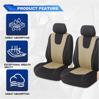 ZIMISI 4PCS Car Front Seat Covers, Comfort Breathable Vehicle Seat Protector Cover, Universal Automotive Interior Accessories for Car, SUV, Truck (Grey/Black)