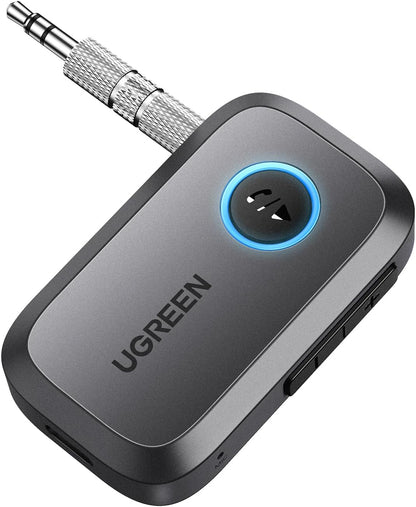 UGREEN Bluetooth 5.4 Car Adapter, Hands-Free Call & Noise Cancelling AUX to Bluetooth Adapter for Car, 3.5mm Audio Blue-Tooth Receiver for Cars Stereo Home Speaker - 15H Battery Life