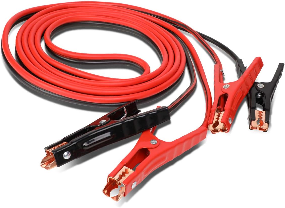 DNA MOTORING 12ft 10Gauge Jumper Cables for Car Battery, Heavy Duty Automotive Booster Cables for Jump Starting Dead or Weak Batteries, BBC-T1