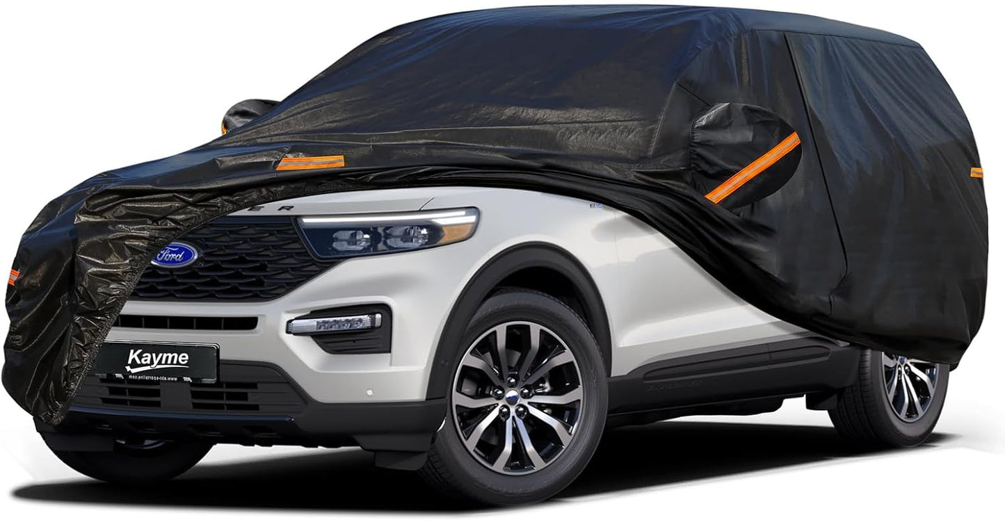 Kayme Sedan Car Cover Waterproof All Weather for Automobiles - See Vehicle Size Chart for Accurate Fit - Outdoor Full Exterior Cover Sun Rain Snow UV Protection with Zipper. Size A4 (See Size Chart)