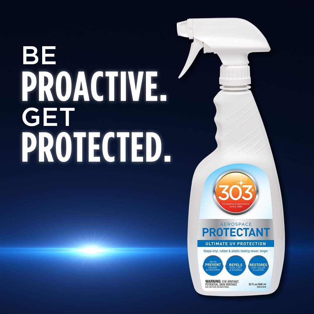 303 Products Aerospace Protectant Spray, UV Protection for Outdoor Surfaces – Protects Vinyl, Plastic & Rubber, Repels Dust & Dirt, Matte Finish, 10 oz