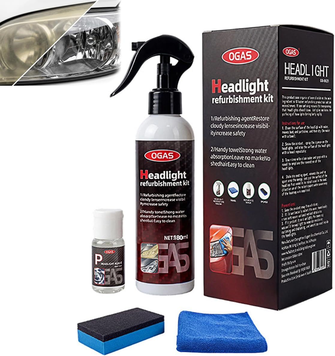 Professional Car Headlight Restoration Kit, Cleaning and Polishing Spray, Multifunctional Headlight Oxidation Remover, for Vehicle Maintenance