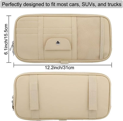 Car Sun Visor Organizer, Auto Interior Accessories Pocket Organizer - Car Truck SUV Storage Pouch Holder, with Multi-Pocket Net Zipper (Black)