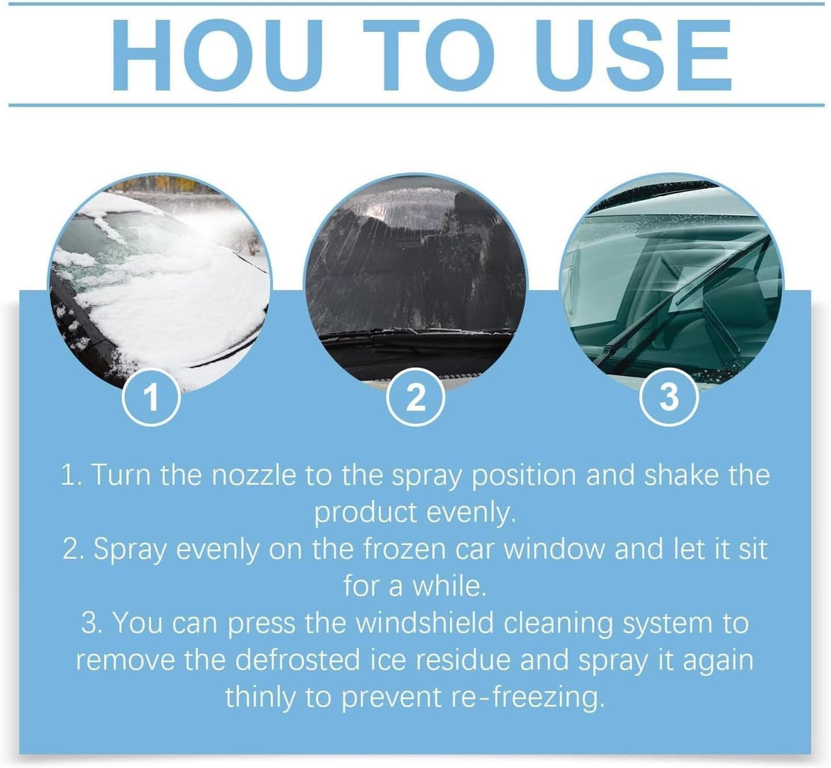 Glass DE-ICER, De-Icer for Car Windshield Defroster, Window Snow Spray, Window Defroster, Windshield deicer Sprayer Ideal for Car Windscreens, Winter Essentials